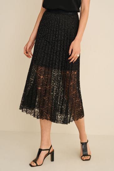 Black lace pleated shop skirt