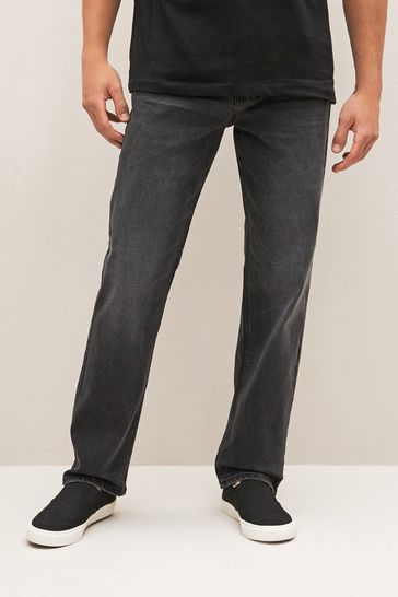 Dark Grey Straight Essential Stretch Jeans