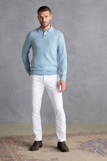 Men's merino long top sleeve polo shirt