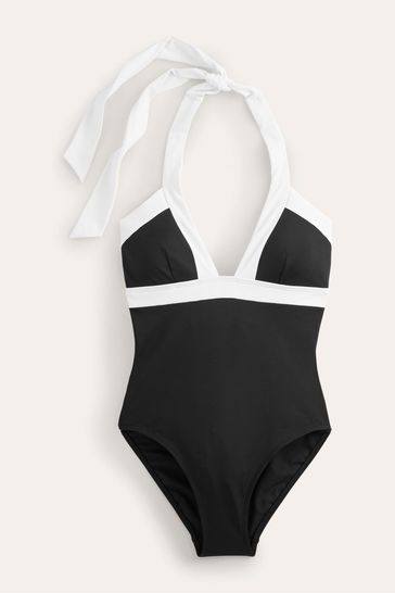 Buy Boden Black Panelled Halter Swimsuit from Next Luxembourg