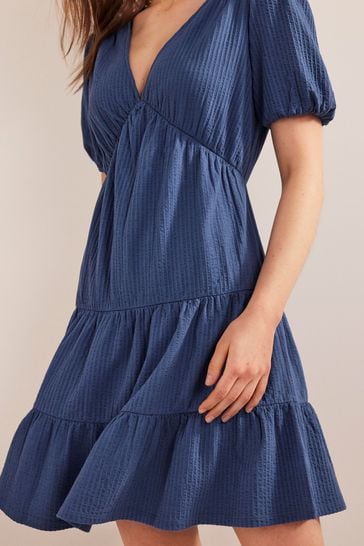 Blue seersucker dress clearance