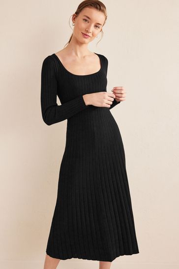 Black deals ribbed dress