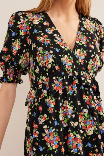 Black ruffle 2025 tea dress