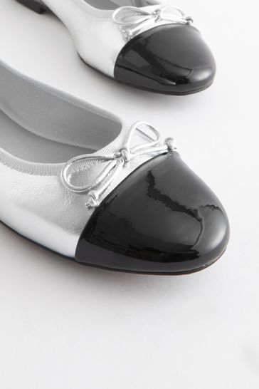 Buy Silver Black Toe Cap Regular Wide Fit Forever Comfort