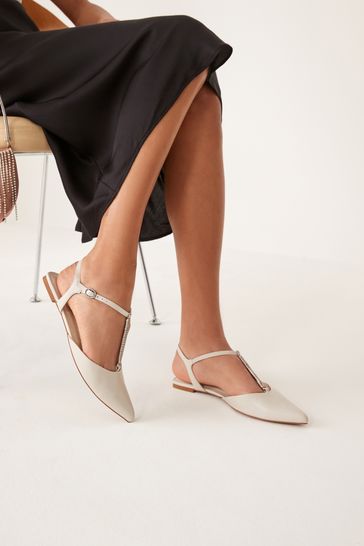 Buy Bone White Forever Comfort T Bar Point Toe Shoes from Next