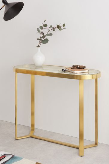 White and hotsell brass console table
