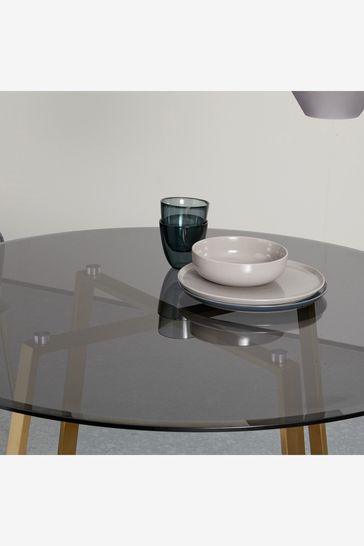 Smoked glass round shop table