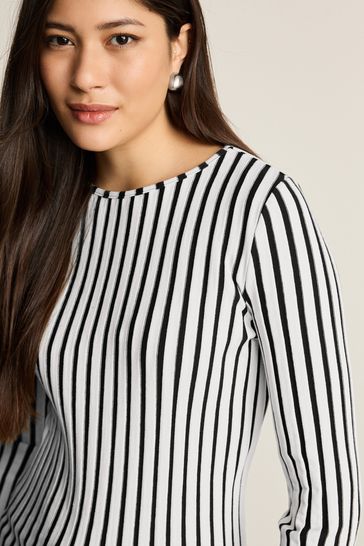Black and white striped long hot sale sleeve