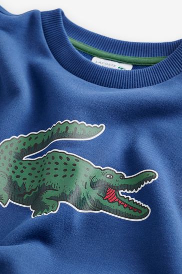 Buy Lacoste Blue Croc Effect Originals Children Sweatshirt from