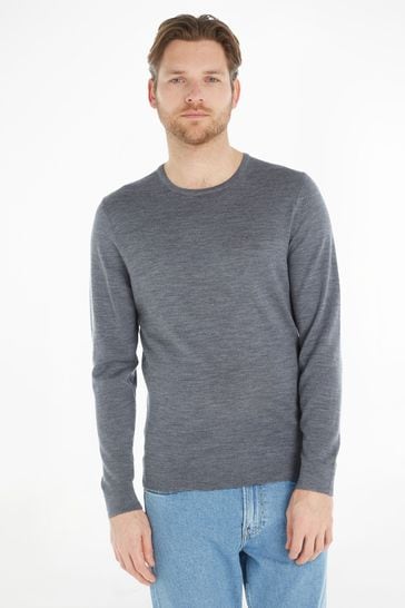 Calvin Klein Grey Superior Wool Crew Neck Sweater