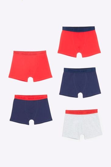 River Island Navy Blue Boys  Boxers 5 Pack