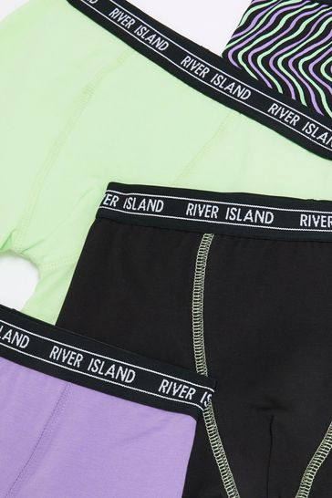 River Island Purple Boys Wavy Stripe Boxers 5 Pack