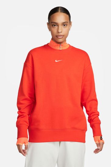 Nike Red Oversized Mini Swoosh Sweatshirt