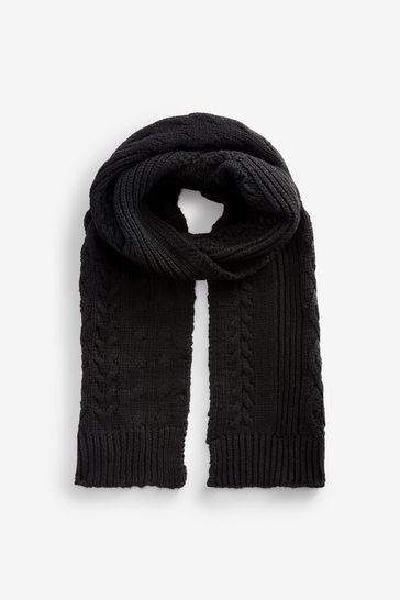 Black cable shop knit scarf