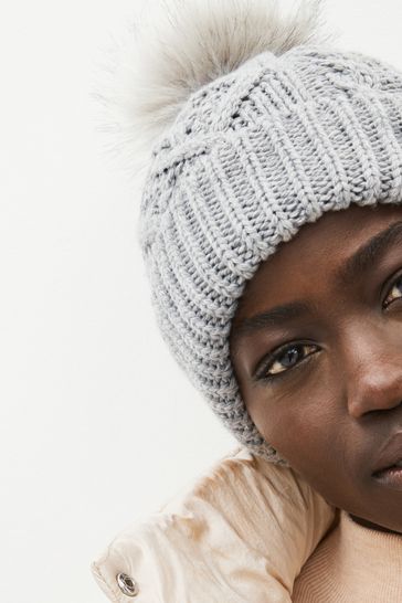 Grey pom shop pom hat