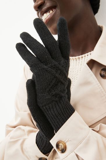 Womens black shop knit gloves