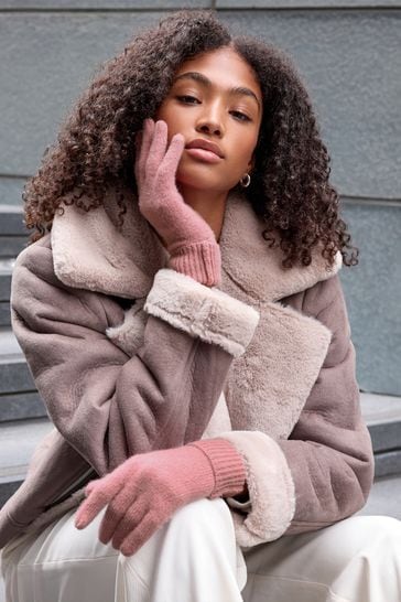 Cashmere gloves pink on sale