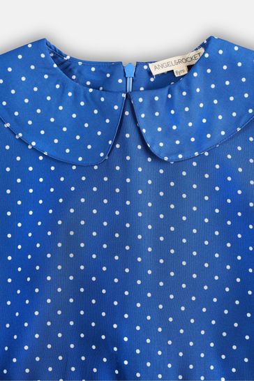 Blue polka dot top swing dress