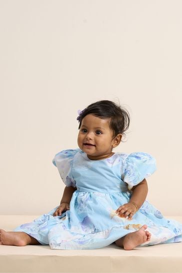 Buy Angel Rocket Blue Puff Sleeve Print Dress from Next Luxembourg