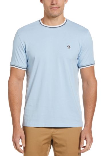Original Penguin Tipped T-Shirt in Cerulean Blue