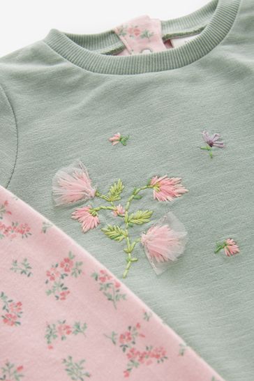 Buy Mint Green Floral Baby Cosy Sweater And Leggings 2 Piece Set