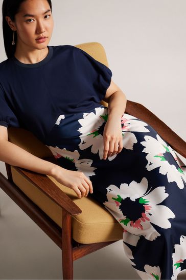 Ted Baker Blue Daysiah Ponte Top With Midi Skirt Dress