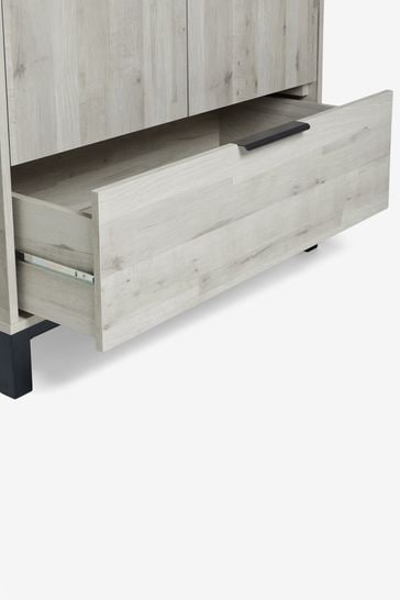 Buy Grey Bronx Oak Effect Double 1 Drawer Wardrobe from the Next