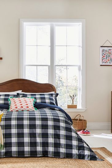 Joules Blue Daylesford Check Duvet Cover and Pillowcase Set