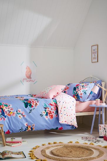 Joules Blue Bakewell Floral Duvet Cover and Pillowcase Set