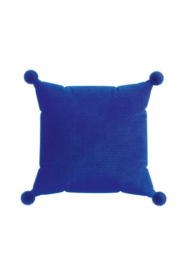 Blue pom pom cushion hotsell