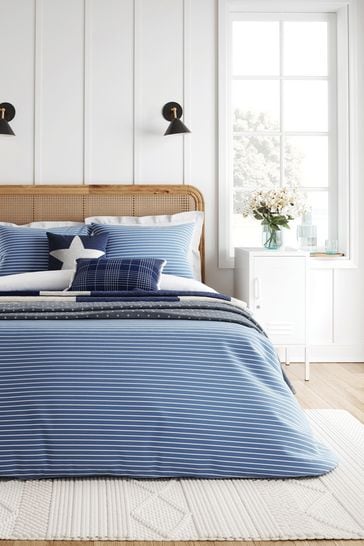 Helena Springfield Blue Breton Stripe Duvet Cover and Pillowcase Set