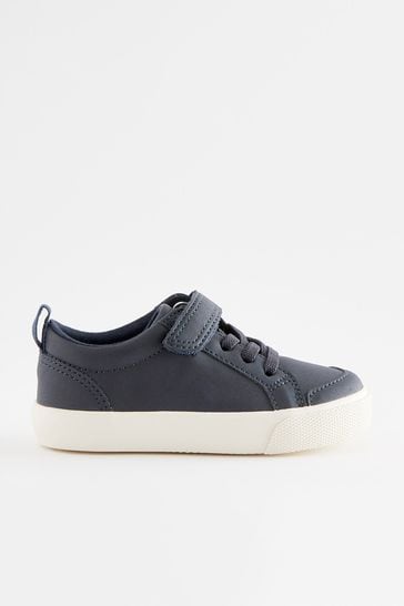 Navy Blue Standard Fit F Touch Fastening Elastic Lace Shoes