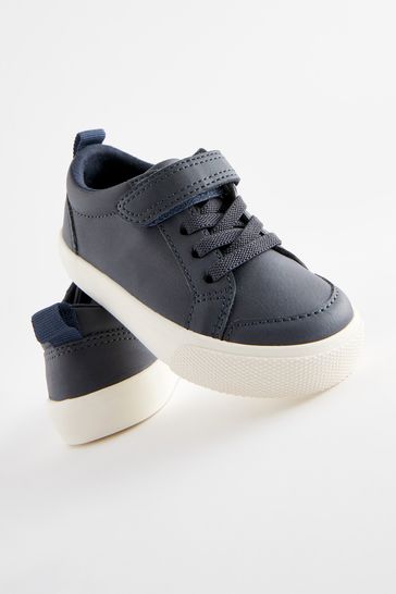 Buy Navy Blue Standard Fit F Touch Fastening Elastic Lace Shoes