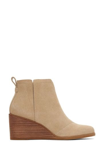 Beige sales wedge booties