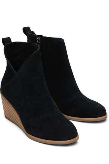 Womens black suede wedge boots deals
