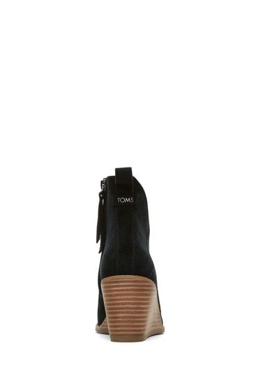 Toms black cheap wedge booties