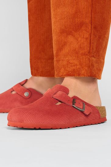 Birkenstock Red Boston Corduroy Clogs