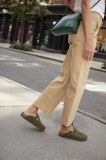 Buy Dark Green Birkenstock Boston Suede Clogs from Next Austria