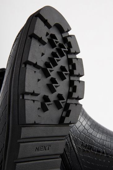 Black croc sales ankle boots flat