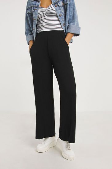 Buy JD Williams Black Jersey Wide Leg Trousers 2 Pack from Next