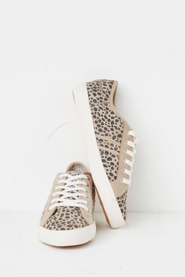 FatFace Natural Harlow Animal Print Trainers