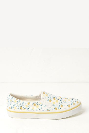 FatFace White Willow Lemons Slip-On Trainers
