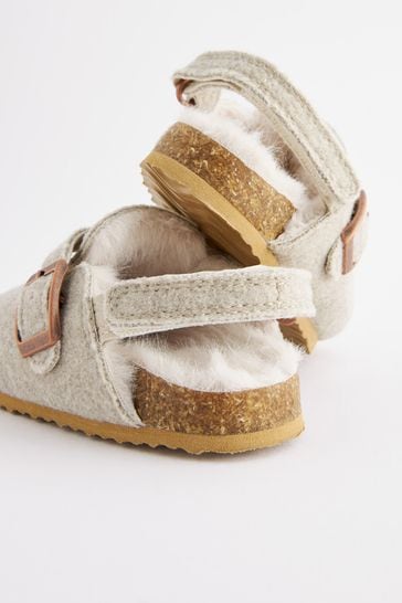 Buy Grey Faux Fur Lined Clog Slippers from Next Luxembourg