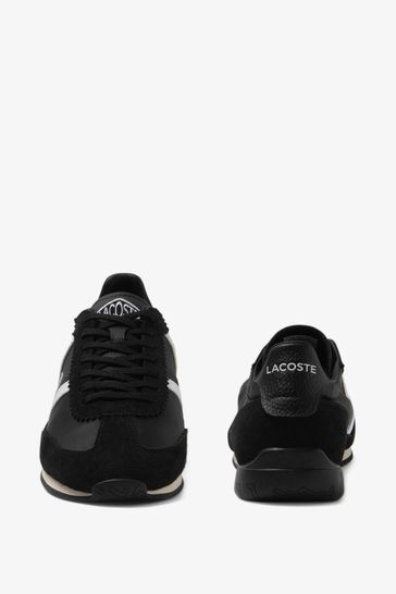 Lacoste black mens best sale trainers