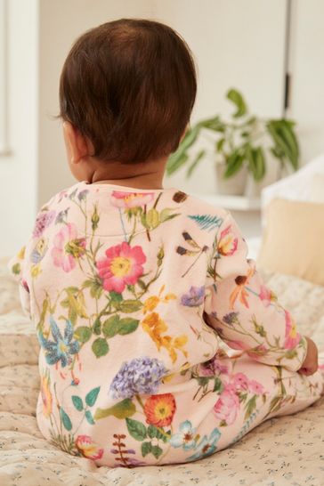Buy Pink Velour Baby Sleepsuit 0mths 3yrs from Next Luxembourg