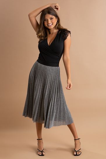 Lipsy silver pleated skirt online