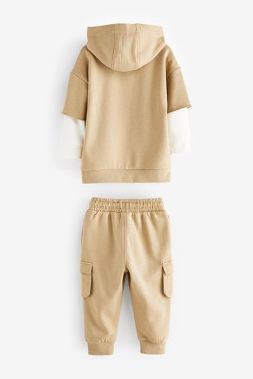 Cream hoodie and joggers sales