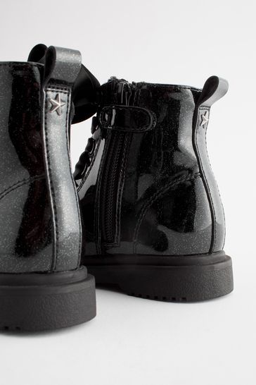 Black patent wide fit ankle hot sale boots