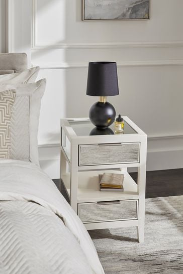 Wide outlet mirrored nightstand