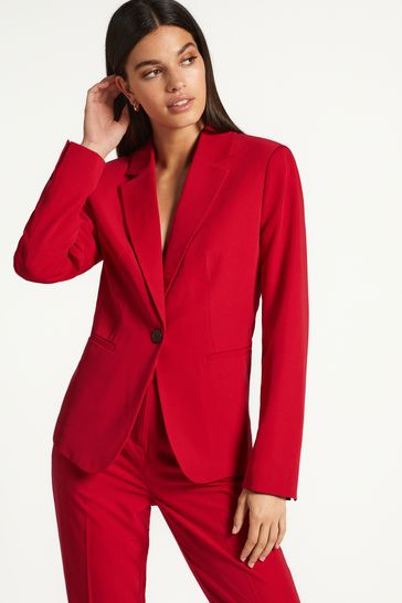 Red fitted blazer ladies on sale